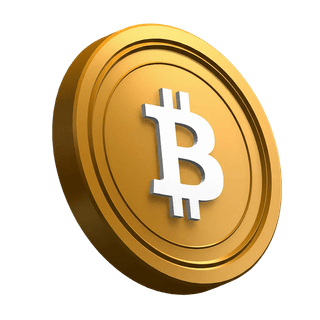Pièce Bitcoin (BTC) en angle dans la section hero du design